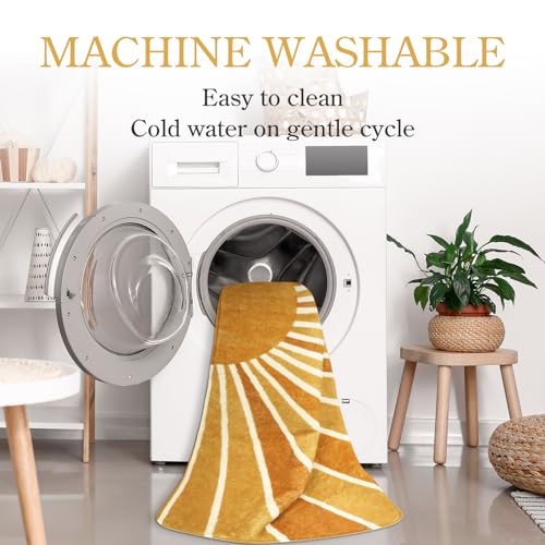 Lahome Boho Round Rugs - 4Ft Washable Non-Slip Small Round Area Rug Throw Soft Sofa Kids Nursery Room Rug Rainbow Sun Print Distressed Round Carpet For Bedroom Entryway Living Room Dining Room thumb #4