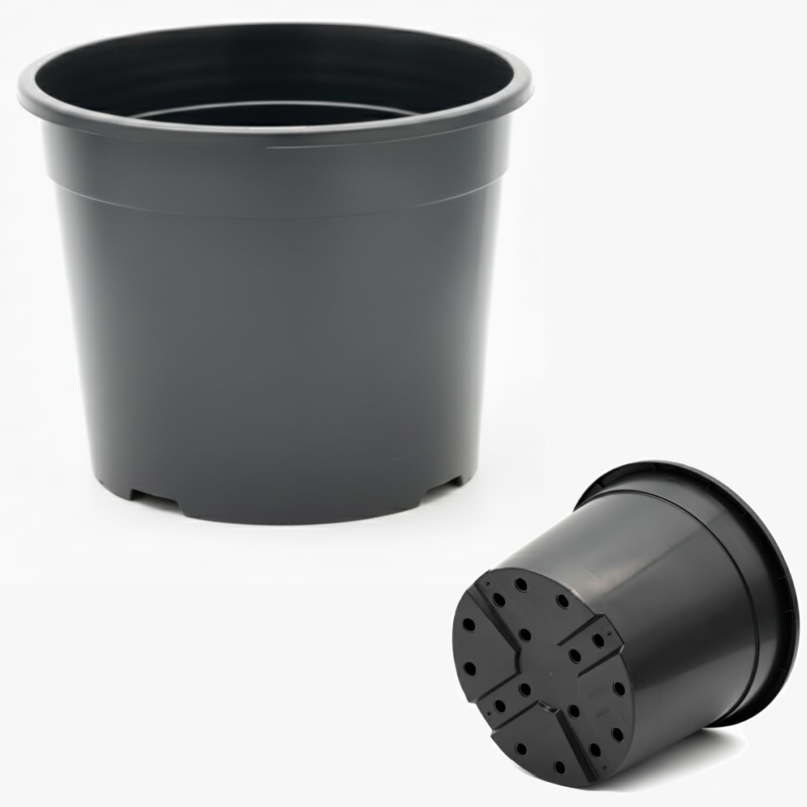 FUTURE GARDENING Black Plastic Plant Pots 0.5L 1L 2L 5L 7.5L 10L 12L 15L – Flower, Nursery & Growing Containers, Reinforced Rim, Extra Drainage – Multi Pack 1–200 (10L, Pack of 8)