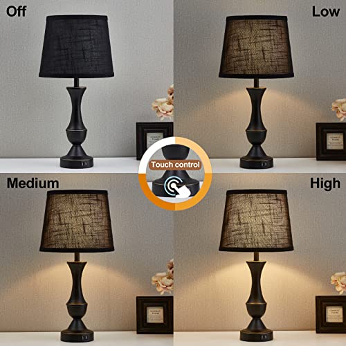 Image of Luvkczc Black Touch Table Lamps Set of 2, 22 inch Tall Bedside Lamps