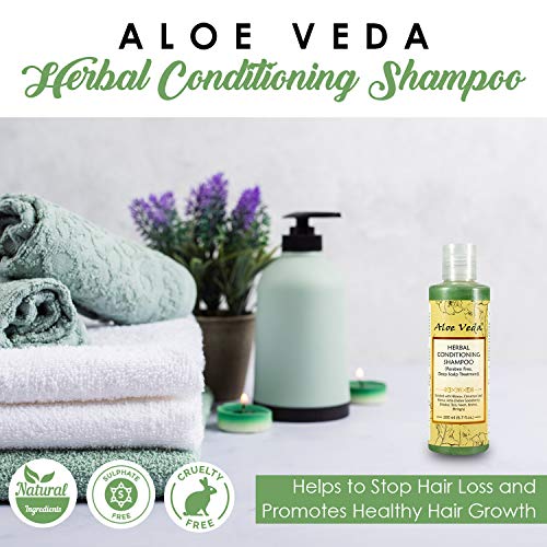 Image of Aloe Veda Herbal Conditioning Shampoo With 9 Herbal Benefits, Paraben Free, Sulphate Free - 200ml