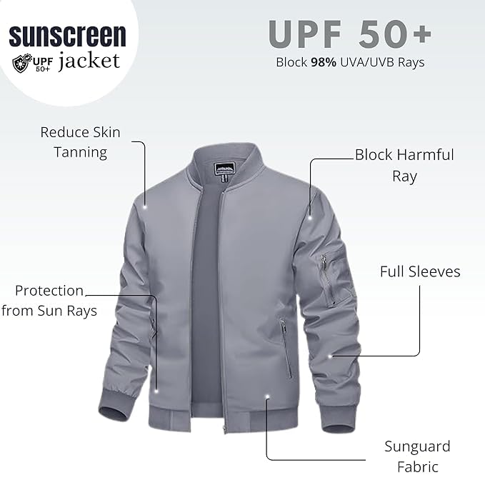 MIA FASHION Lightweight Breathable Jacket With Zipper Function| Full Sleeves Sunscreen Jacket for Outdoor Sports, Tracking, Cycling and Gym (GREY-L) 2