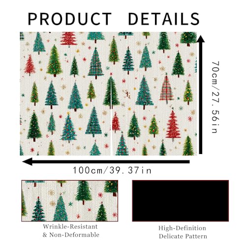 Image of Self Adhesive Evergreen Pine Tree Cabinet Curtain for Mother's Day, 39x28 Inch Forest Under Sink Skirt No Drill, Spring Cleaning Kitchen Decor, Hook and Loop Laundry Valance, Fabric Panel