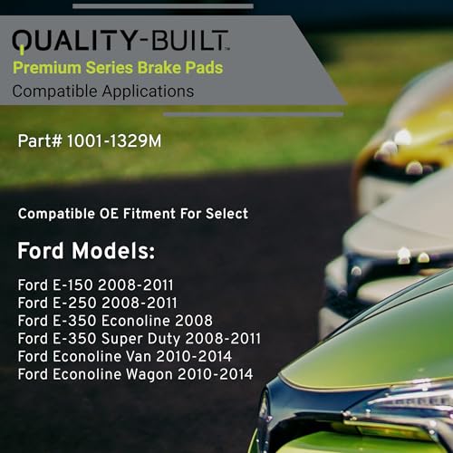 Image of QUALITY-BUILT Rear Semi-Metallic Brake Pads, Premium 1001-1329M, Compatible with 2008-2014 Ford (E-150,E-250,E-350 Econoline,E-350 Super Duty,Econoline Van,Econoline Wagon)