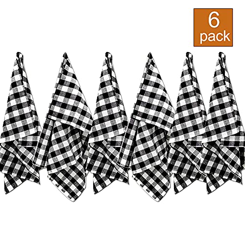 Sunwisha Gingham Check Plaid Towels Black And White Buffalo Plaid Tenugui Kitchen Towels For Cleaning, Cooking, Decoration Towel 6 Pack #TOP1