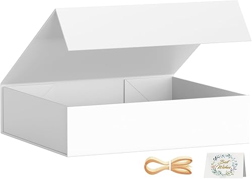 PSHVYM Cajas de regalo con tapas, 11.5 x 7.8 x 3 pulgadas, caja de regalo blanca para regalos, cierre magnético para camisetas, guantes, bufandas,