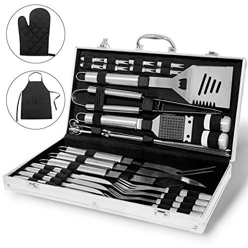 Albessel Professional BBQ Grill Tool Set,Stainless Steel BBQ Grill Set,Outdoor BBQ Grill Tool Set - 33 Pieces with Case