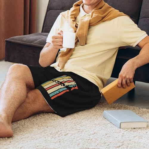 Vintage Clarinets Silhouette Pajama Shorts for Men, Men's Pajama Bottoms, Sleepwear for Summer3