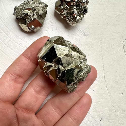 Image of Pyrite Stone Natural Crystal - Wealth & Protection Stone | Fool's Gold for Abundance, Confidence & Energy Shielding | Home Decor, Manifestation & Healing Crystal (Upto 40g)