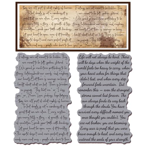 GLOBLELAND Vintage Text Hintergrund Haftstempel 22x18cm EVA Hafthalterung Stempelset Für Kartenbasteln Fotoalbum Dekoration DIY Scrapbooking