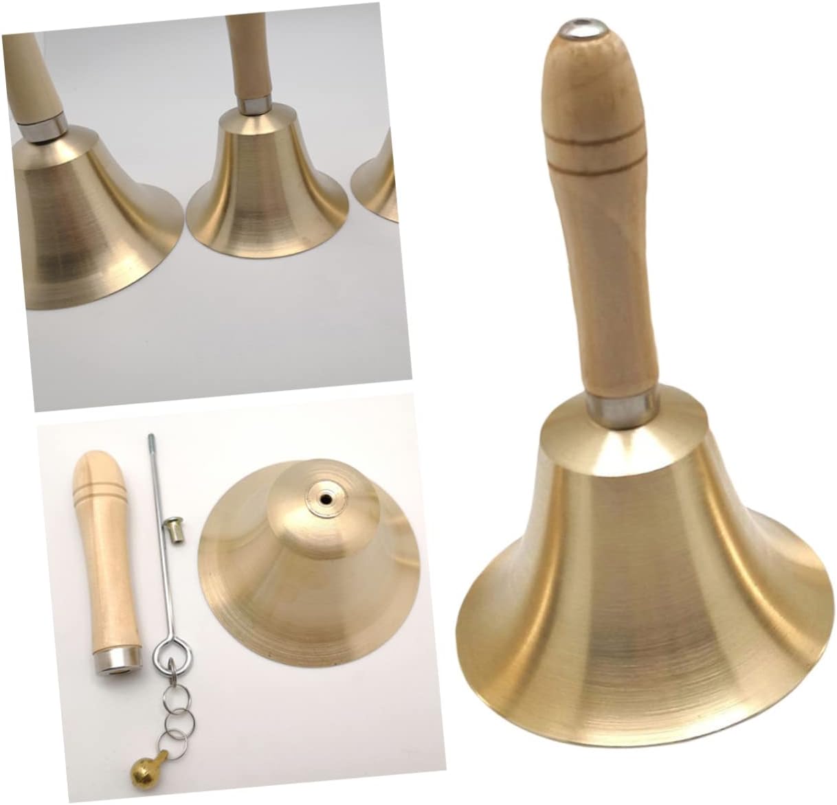 Copper Handbell with Wooden Handle Diameter for Christmas Decoration Dinner Parties and Restaurant Lightweight and Ergonomic Design for Easy Use