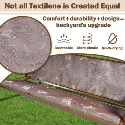 Image of ZZW 3 Person Patio Swing Outdoor Swing for Adults with Adjustable Canopy &Upgraded Cup Holders Textilene Fabric Porch Swing Chair with Stand Heavy Duty 800 LBS