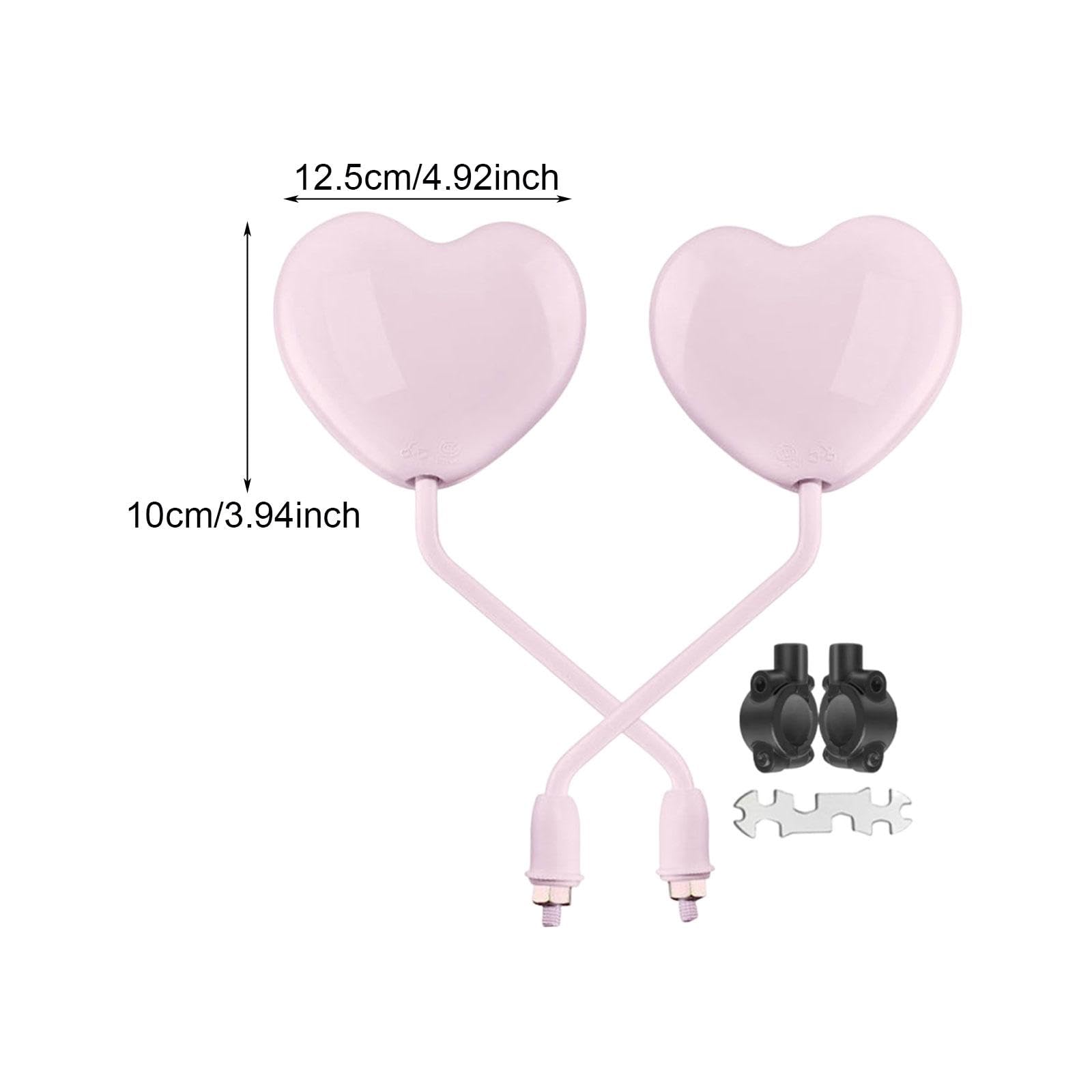Coppia di Specchietti Retrovisori Universali per a Forma di Cuore Materiale Leggero Angoli Regolabili Adatti per Motocicli Biciclette, Rosa
