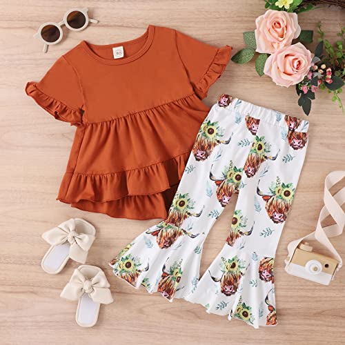 Roupas de verão para meninas pequenas meninas manga curta babados camiseta pulôver tops desenho anim
