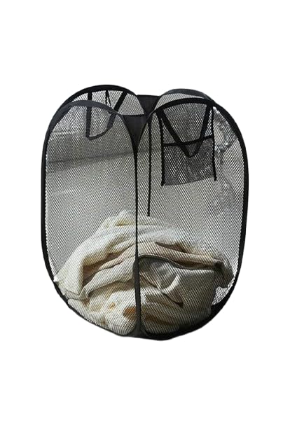 Nylon Mesh Laundry Basket|Sturdy Material & Durable Handles|Netted Lightweight Laundry Bag_Black-Pack of 1-image-15