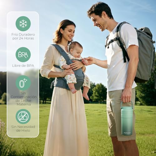 Momcozy Enfriador Portátil de Leche Materna para Uso en Exteriores, 24 h de Refrigeración sin Hielo, Contenedor para Biberones de Leche Materna, 355 ml, a Prueba de Fugas, Mini Nevera Outdoor - imagen 10