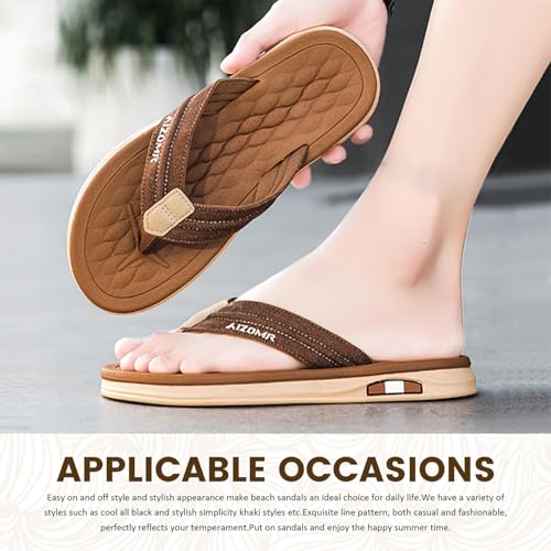 Image of Mens Sandals Arch Support Comfortable Beach Slides with Adjustable Buckle Straps Slippers for Men
