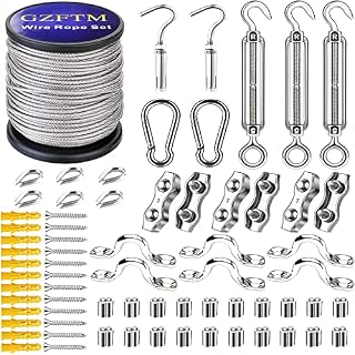 GZFTMKOBNS 30M Garden Wire for Climbing Plants,2mm Wire Rope Kit,Plant Training Wire Kits,M5 Turnbuckle Wire Tensioner Kit