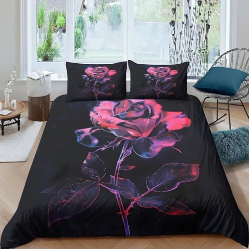 Housse de couette rose néon 135x200 en microfibre avec zip durable - 4