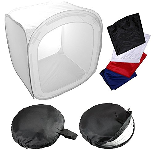 Henweit 80 x 80 x 80 cm/32 fotográfico Suave Caja círculo de luz Cubo Photolight Tienda de campaña Plegable fotografía + 4 Color Backdrops Fondo