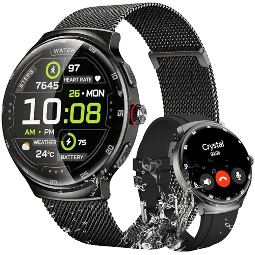 Image of Smart Watch for Men Women: 1.43" AMOLED Curved Screen- Two Straps,Black