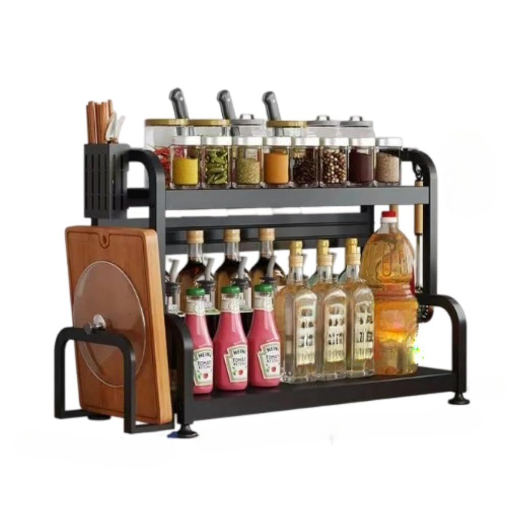 Półka na przyprawy, 2/3-Tier Spice Rack Stand, Spacious Carbon Steel Storage Organiser(2 Tier)