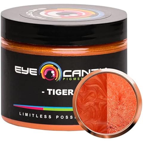 Eye Candy Premium Mica Powder Pigment “Tiger Orange” (50g) Multipurpose DIY Arts and Crafts Additive | Woodworking, Epoxy, Resin, Natural Bath Bombs, Paint, Soap, Nail Polish, Lip Balm (Tiger, 50G) Cover