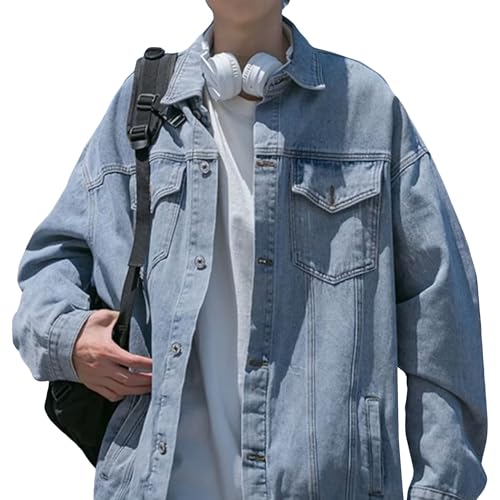 Chaqueta de mezclilla para hombre holgada que soluciona los problemas de sisa en tallas grandes