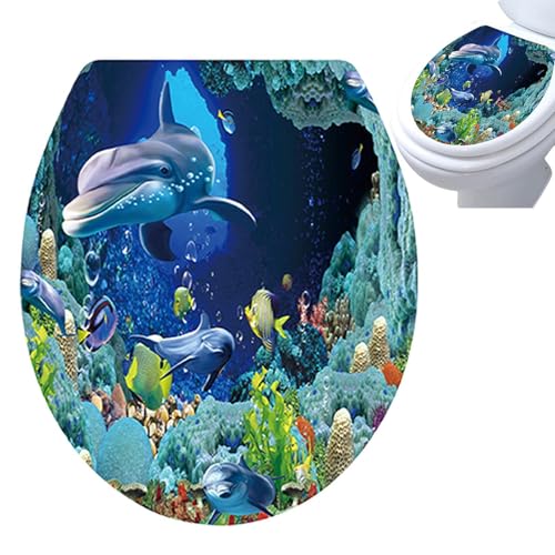 Underwater Toilet Sticker,Toilet Lid Protective Decoration Cover -Bathroom Decor Decals for Kitchen House Rooms Wall Decor