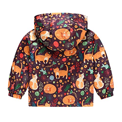 Toddler Baby Boys Girls Hooded Jacket 𝗪indbreaker Lightweight Dinosaur Print Coat Autumn Long Sleeve Windproof Outwear3