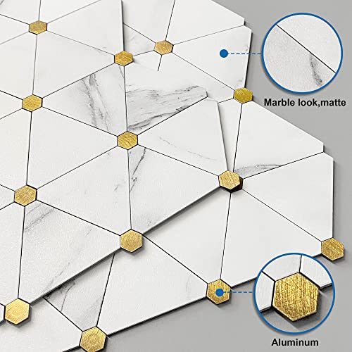 Azulejos contra salpicaduras MOFIT de oro blanco, 10 hojas autoadhesivas para pared 3