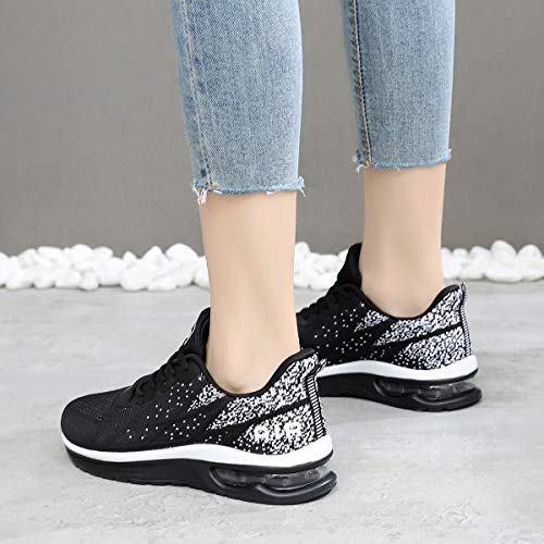 GANNOU Women\'s Air Athletic Running Shoes Fashion Sport Gym Jogging Tennis Fitness Sneaker Black 8 B(M) US