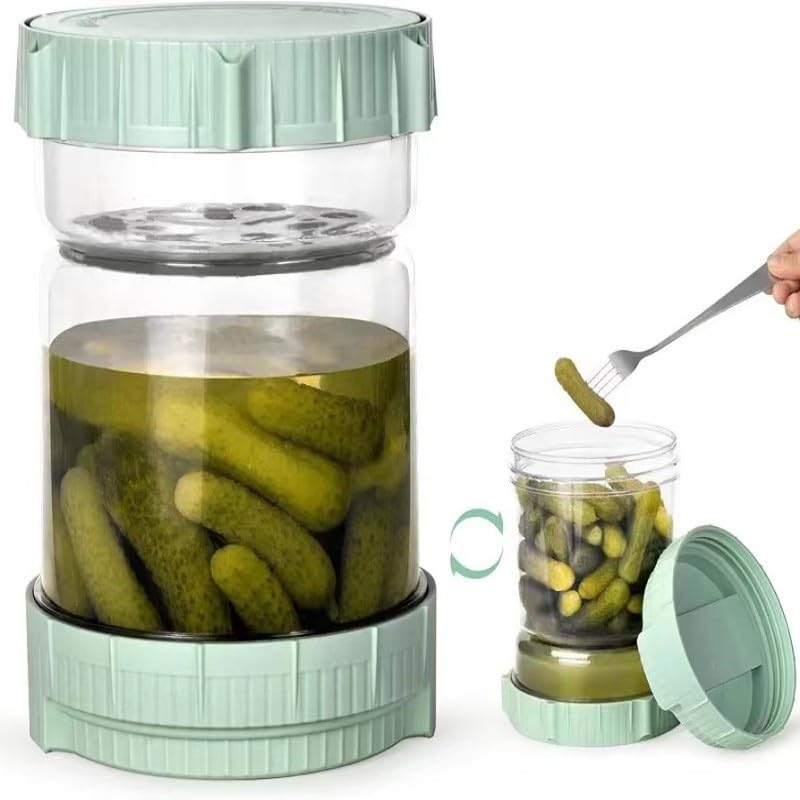 1450 ml Tarro para encurtidos,Bote Aceitunas con Escurridor para Encurtidos y Aceitunas,Tarro de Kimchi Tapa Hermética a Prueba de Fugas para Encurtidos y Aceitunas, Tarro Ideal
