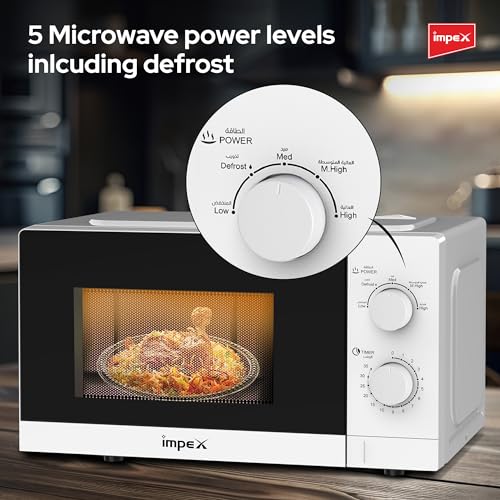فرن ميكروويف MO 8101A من امبيكس - سعة 20 لتر، طاقة 700 واط، 5 مستويات طاقة، ضمان لمدة عامين