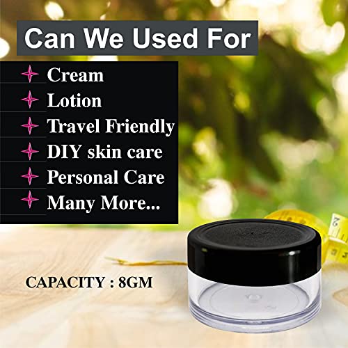 Image of Zenvista Empty Cosmetic Containers, Acrylic Jars, Small Containers For Cosmetics, Lip Balm Containers,Transparent Jar With Black Cap-8 gm (Pack of 10)