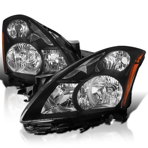 SPEC-D TUNING Black Headlights Compatible with 2010-2012 Nissan Altima Sedan L+R Pair Head Light Lamp Assembly