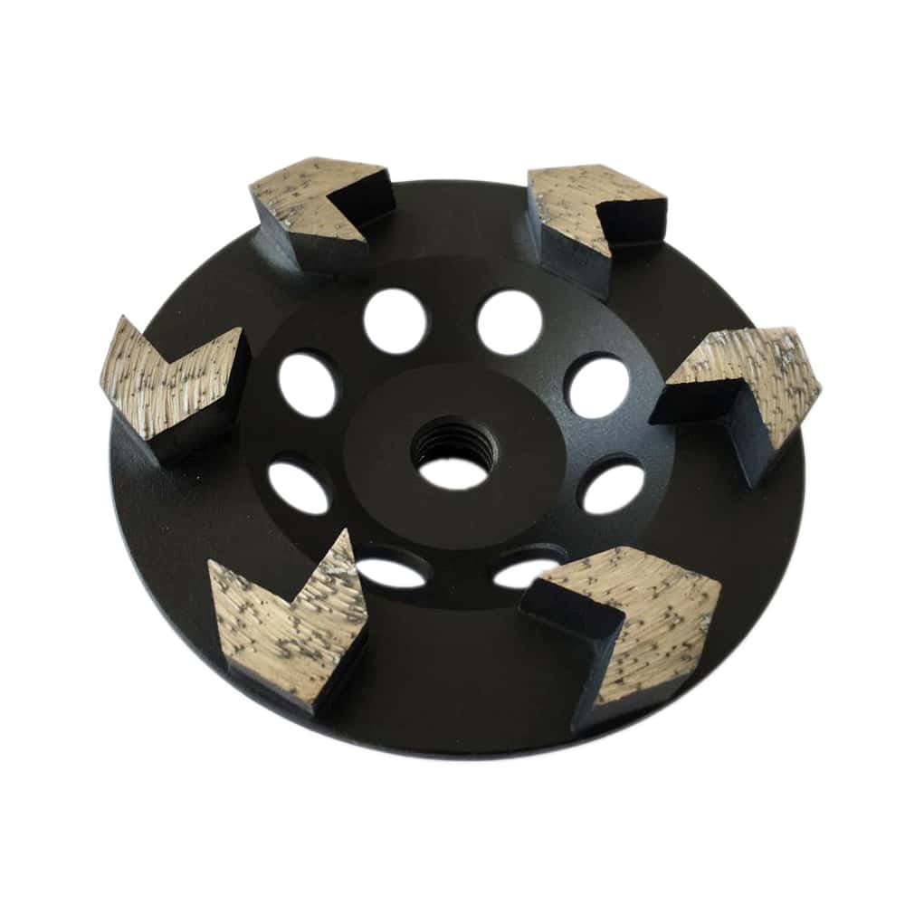 EDiamondTools 5" High Performance Diamond Grinding Wheels for Concrete, Paint, Epoxy, Mastic, Coating Removal, 30/40 Grit, 6 Arrow Segments, 5/8"-11 Arbor