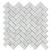 Carrara White Italian (Bianco Carrara) Marble 1 X 2 Herringbone Mosaic Tile, Honed