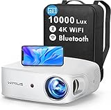 Beamer, 10000 Lux 5G WiFi Bluetooth LED Beamer, 6D Auto Trapezkorrektur Heimkino Video Beamer 1080P Full HD Unterstützung 4K 300