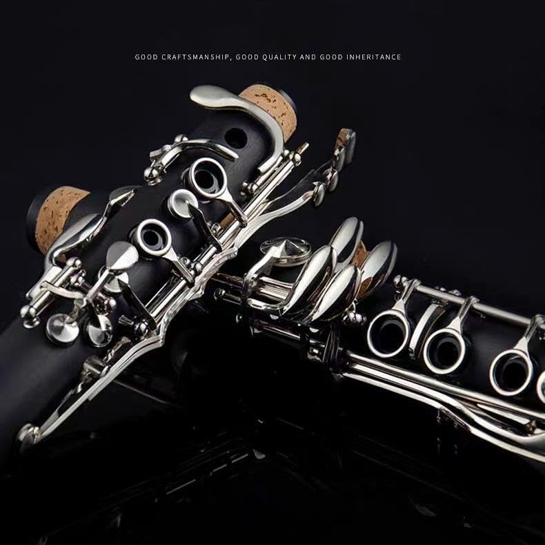 Clarinet JCL-100 Bb Student Clarinet Professional with 10 Reeds, Stand, Hard Case, Cleaning Cloth