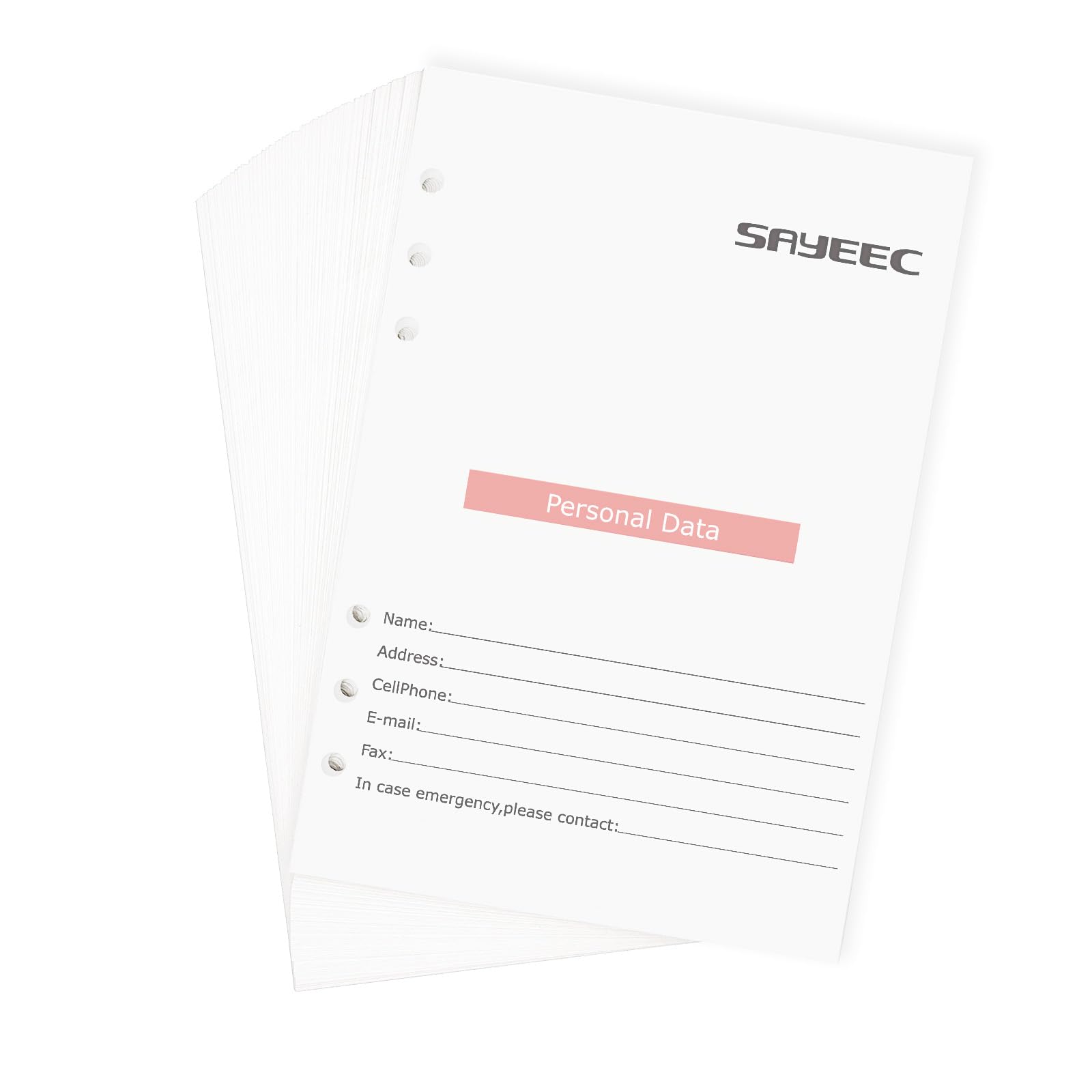 SAYEEC A5 Refill Paper Loose Leaf Lined Paper for A5 Planner Organizer 6 Holes Ring Binder Planner for Journals Notebooks Diaries Inserts, 80 Sheets