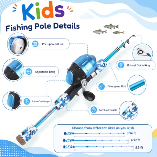 ODDSPRO Kids Fishing Pole, Portable Telescopic Fishing Rod and Reel Combo Kit - with Spincast Fishing Reel Tackle Box for Girls, Youth - image 7