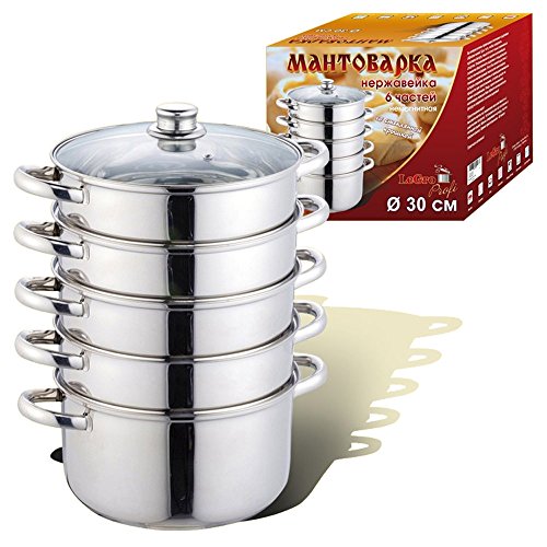 Dampfkocher, Mantowarka, Gardampfkochtopf Set aus Edelstahl mit Glasdeckel/Мантоварка - Мантышница, 30cm (Optional 28cm) Biodampfkocher/Induktion Cover