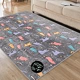 kksme Area Rug Carpet Glow in The Dark 5'x4' Rectangular Mat Non-Slip Washable for Living Room Kids Room Bedroom Home Decor Star Cat