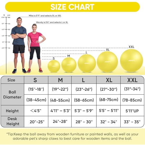 Image of APEXUP Yoga Ball, 660 lbs Anti-Burst Exercise Ball with Pump, 5 Sizes | Anti-Burst, Anti-Slip, SGS Certified, Strengthens Core, Improves Balance & Posture, Boosts Flexibility & Stability