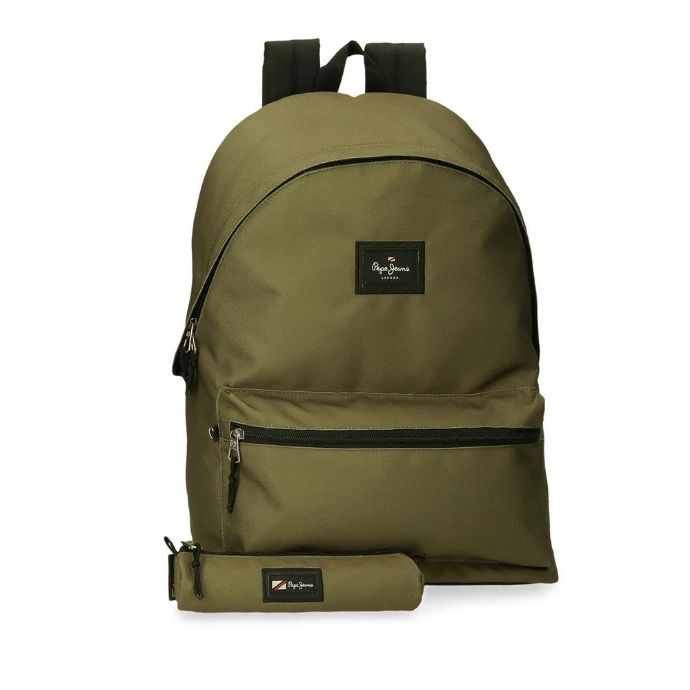 Pepe Jeans Aris Laptop Backpack and School Case 15.6" Green 31x44x17.5cm Polyester 30.01L, green, Laptop Backpack + School Case