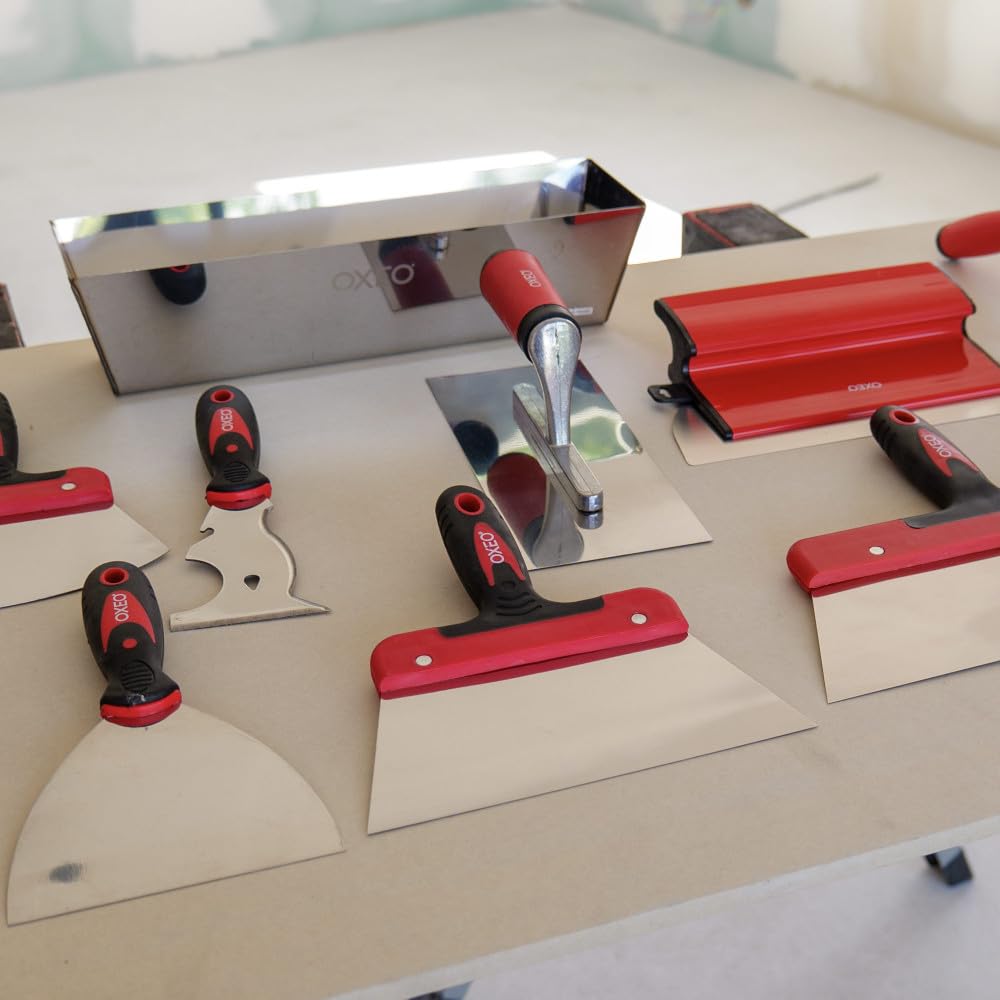 Kit outils plâtrier - 11 outils - Acier inoxydable - idéal bande à joint - Bac - Couteaux - Platoir - Spatules -Truelles d'angle