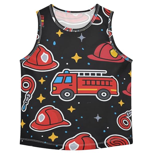 JUNZAN Firefighter Fire Hose Hydrant Truck Boys Tank Tops Sleeveless Toddler Vest Beach Clothes for Beach Travel Sports 3T
