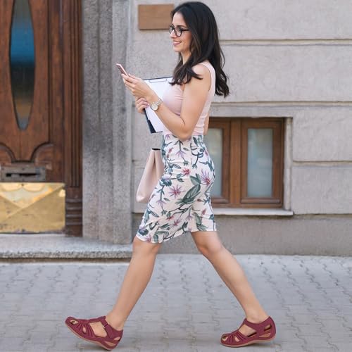 Image of DUOYANGJIASHA Women's Closed Toe Sandals: Comfortable Cushioned Casual Wedge Fisherman Sandals Adjustable Ankle Strap Non Slip Lightweight Dressy Summer Shoes for Walking