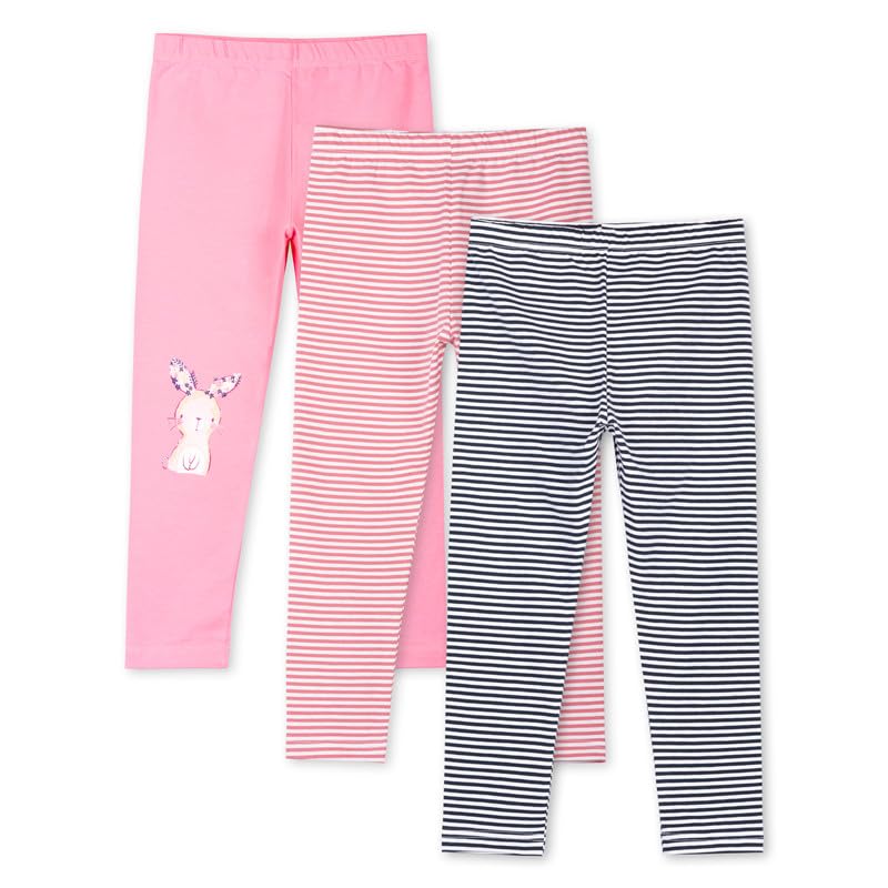 Image of Real Basics Girls Cotton Printed Non-Transparent Regular Fit Ankle Length Leggings (3 Leggings Set)