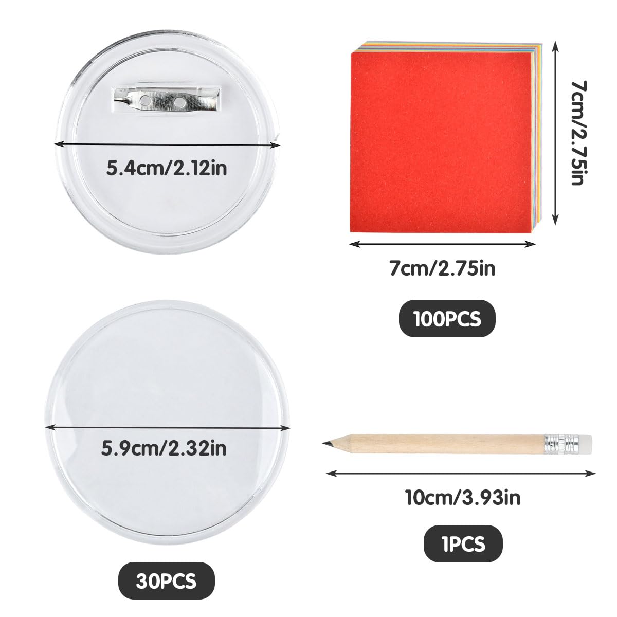 30 Pièces Faire Ses Badges Personnalisés 58/75mm, Badges Personnalisable Avec Épingle, Rond Badges Transparents En Acrylique, Badge Personnalisé Pour DIY Porte-Nom Vêtements Photo Badge